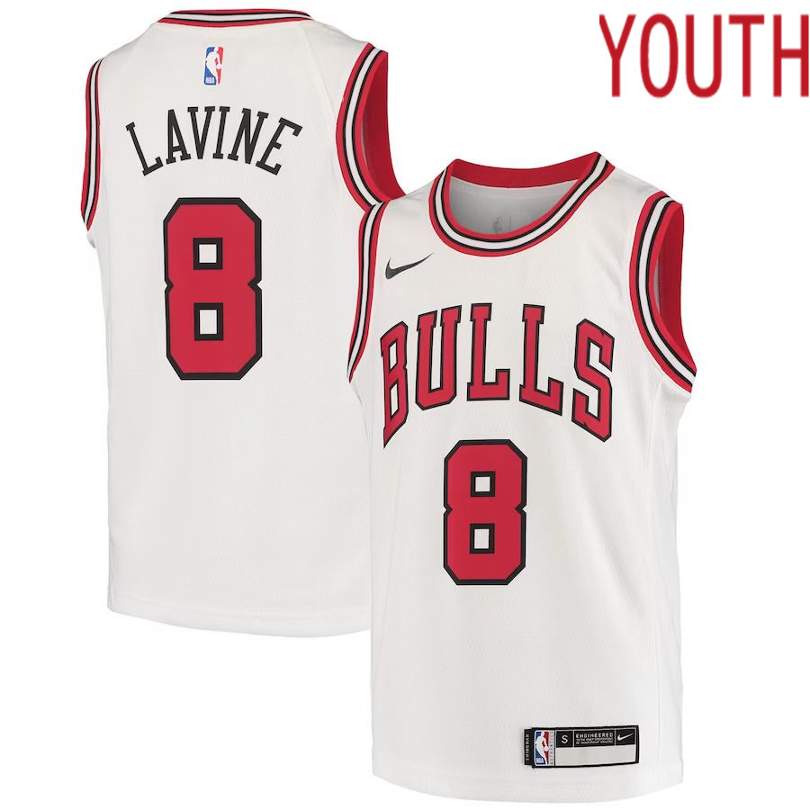 Youth Chicago Bulls #8 Zach LaVine Nike White Swingman NBA Jersey->youth nba jersey->Youth Jersey